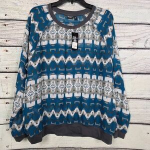 Cruel Denim Aztec Print Long Sleeve Sheer Top NWT Size XL